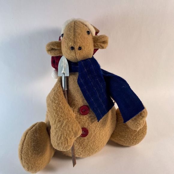 Plush Snow Shovelling Reindeer with scarf and hat. - Picture 1 of 10
